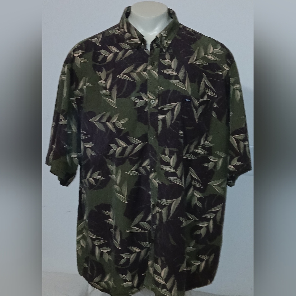 Tanoa Hawaiian Samoan Floral  100% Tencel Button - Down Short Sleeve Shirt 5XL